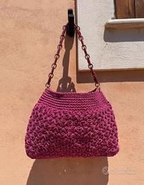 Borsa crochet rosa
