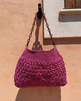 Borsa crochet rosa