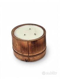Candela Tronco Bambù Naturale con Cera e Stoppini.