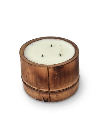 Candela Tronco Bambù Naturale con Cera e Stoppini.