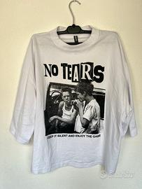 T-shirt bianca  uomo stampa vintage boxy fit