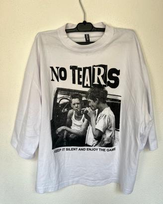 T-shirt bianca  uomo stampa vintage boxy fit