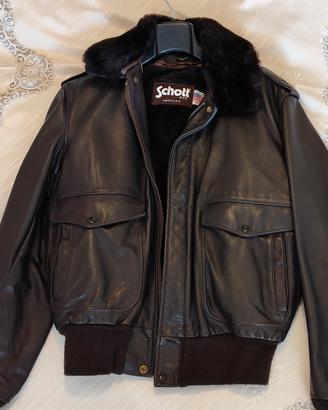 Giubbotto aviatore Schott in pelle marrone tagliaM