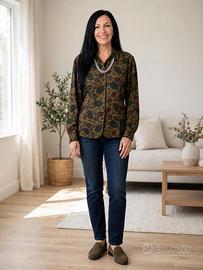 Camicia vintage in viscosa di flanella tg 52 cachi