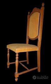 Lotto 6 Sedie In Legno, Sedile E Schienale Ocra