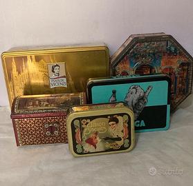 5 Scatole in latta vintage