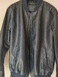 giacca in ecopelle blu scuro da uomo