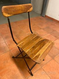 Set 4 sedie legno massello ferro battuto