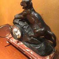 0rologio sopra camino pantera bronzo fine 800