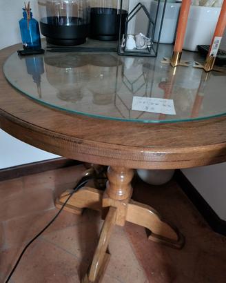 tavolo tondo in rovere antico