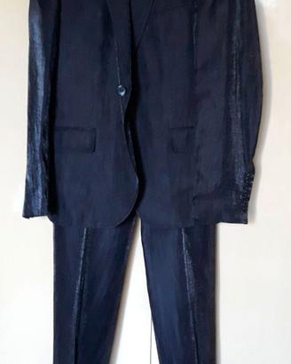 Abito completo uomo cerimonia lino taglia 44 nero