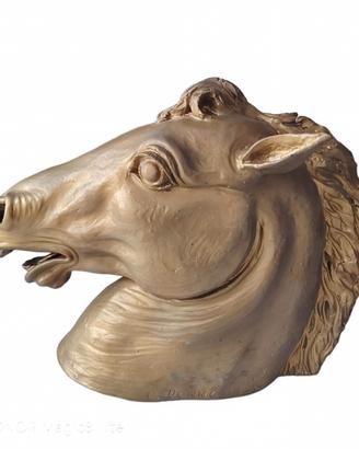 SCULTURA CAVALLO SCOLPITO FIRMATO 