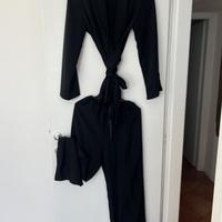 Abito completo tailleur kimono nero nuovo tg unica