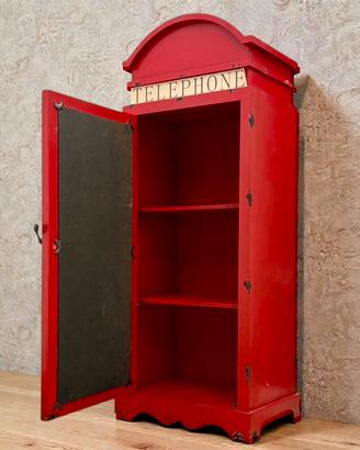 Mobiletto rosso stile cabina telefonica UK vintage
