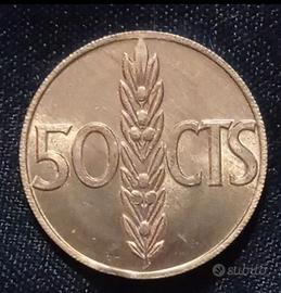 Moneta da 50 centesimi di Peseta Spagna 1966