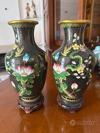 Coppia di vasi cinesi in cloisonné