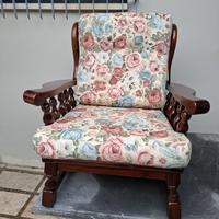 poltrona in legno massello vintage:cuscini sfodera