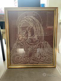 Quadro Madonna fatta a mano in filet