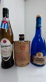 set 3 bottiglie vuote rum/grappa