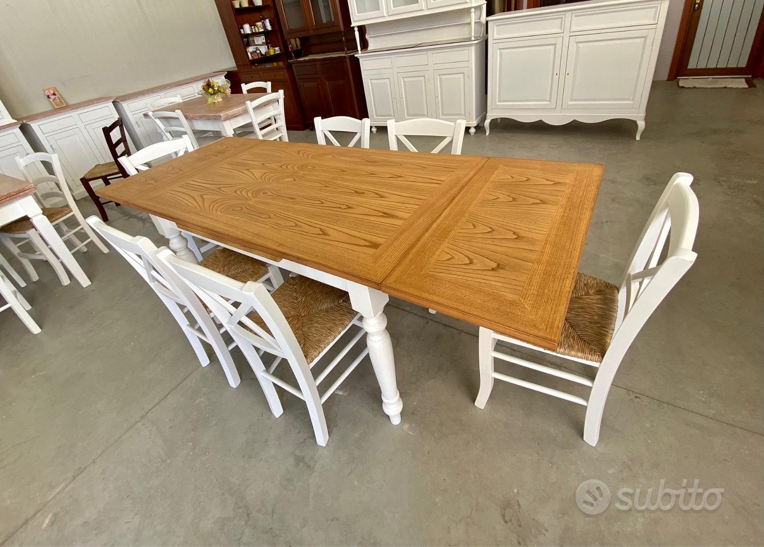 Table Ronde En Bois Massif Estea Mobili - Bicolore Laqué Blanc - Neuve