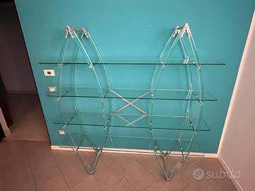 Libreria contemporanea in metacrilato e vetro