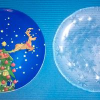 coppia di piatti ceramica 30cm vetro 32cm