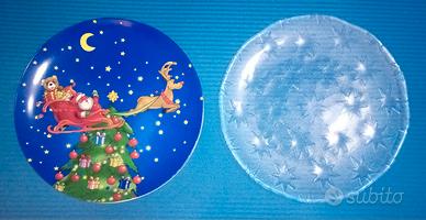 coppia di piatti ceramica 30cm vetro 32cm