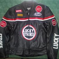 Giacca moto vintage LUCKY STRIKE in pelle