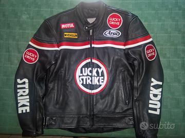 Giacca moto vintage LUCKY STRIKE in pelle