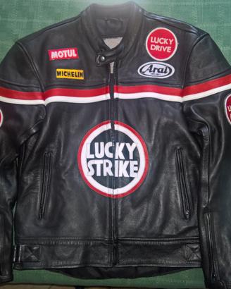 Giacca moto vintage LUCKY STRIKE in pelle