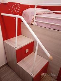 Letto singolo con mobile e gradini contenitori (bu