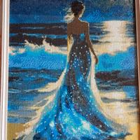 Quadro fatto a mano la donna in riva al mare