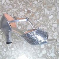 SCARPE DA BALLO ARGENTO GLITTERATO N°38 DONNA