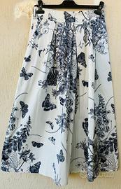 Gonna ampiezza midi Toile de Jouy fiori farfalle
