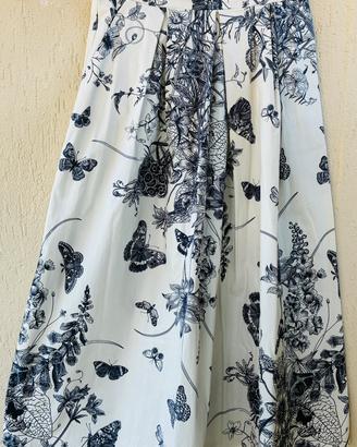 Gonna ampiezza midi Toile de Jouy fiori farfalle
