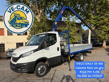 IVECO DAILY 35-160 CASSONE FISSO + GRU 4024 EURO 6