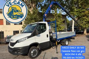 IVECO DAILY 35-160 CASSONE FISSO + GRU 4024 EURO 6