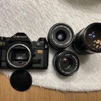 Canon AE-1 Program black con 28mm 50mm e 135mm