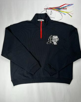 Felpa con Zip Nera MSGM