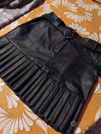 Minigonna ecopelle plissè