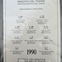 1990 - serie di monete a corso legale