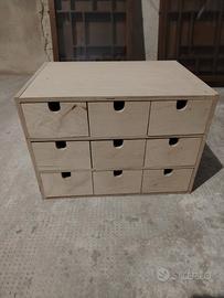 scatola in legno grezzo organizer
