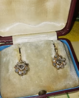 antichi orecchini 1889 oro e diamanti taglio antic
