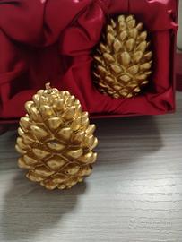 set 2 candele decorative pigna natalizie Nuove