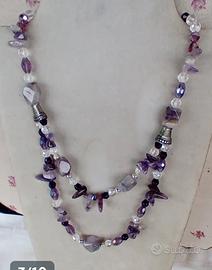 Collana vintage con ametiste e cristalli 