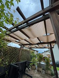 Pergola in legno con tenda a onda - 2,5 x 3,5 m