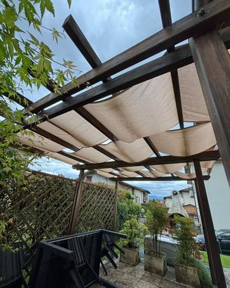 Pergola in legno con tenda a onda - 2,5 x 3,5 m
