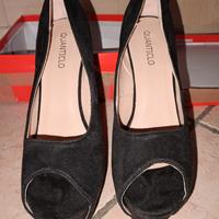 Décolleté spuntate Quanticlo nere scamosciate n40