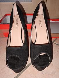 Décolleté spuntate Quanticlo nere scamosciate n40