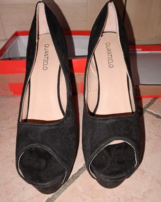 Décolleté spuntate Quanticlo nere scamosciate n40